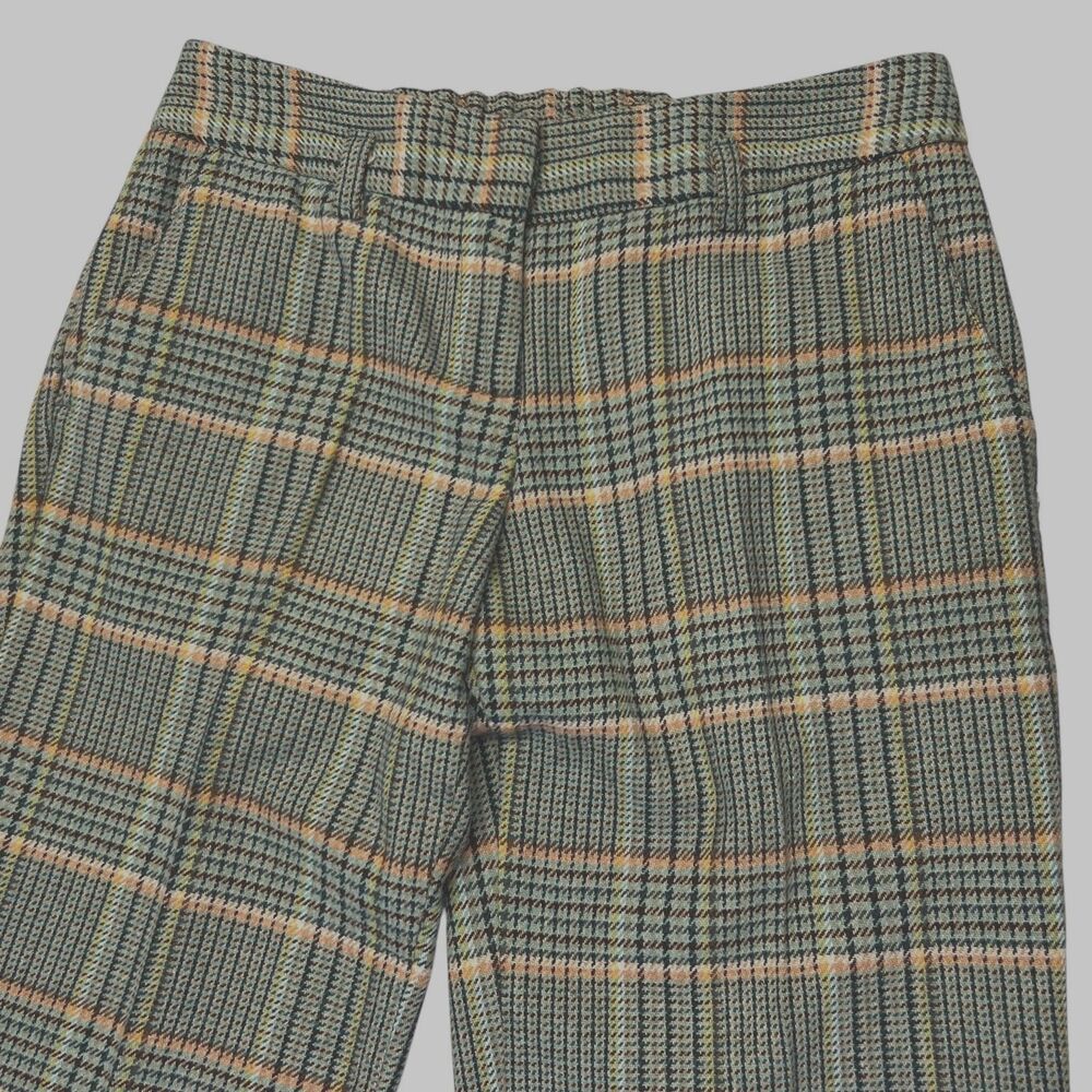 Sisley Womens 42 Small Green Plaid 25 % Wool Blend Cropped Pants Boho Retro Chic - Picture 7 of 16